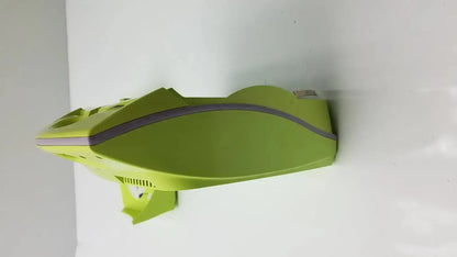 Zoll aed plus defibrillator lime green plastic fairing with sleek aerodynamic design and subtle gray accent stripe